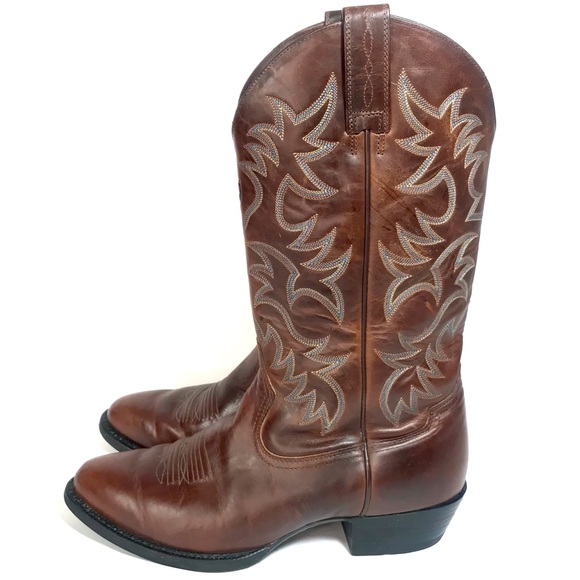 ARIAT Heritage Leather Embroidered Shaft Western Cowboy Boots #34732 - Picture 5 of 14